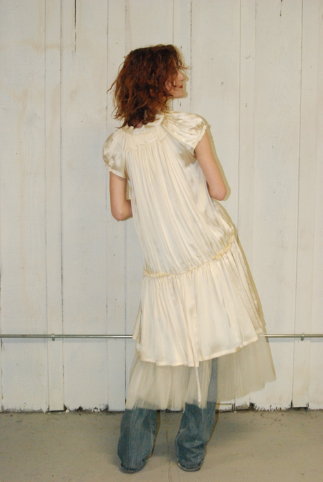 Ann Demeulemeester Cream Silk Dress, Sz 36, US 4