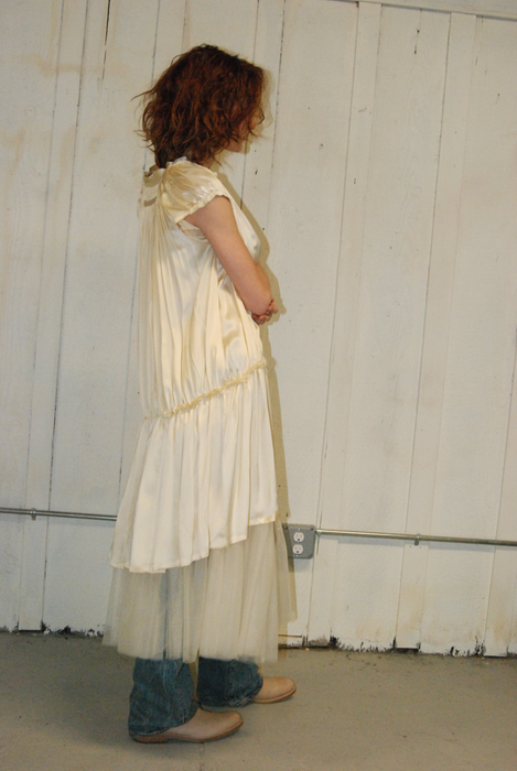 Ann Demeulemeester Cream Silk Dress, Sz 36, US 4