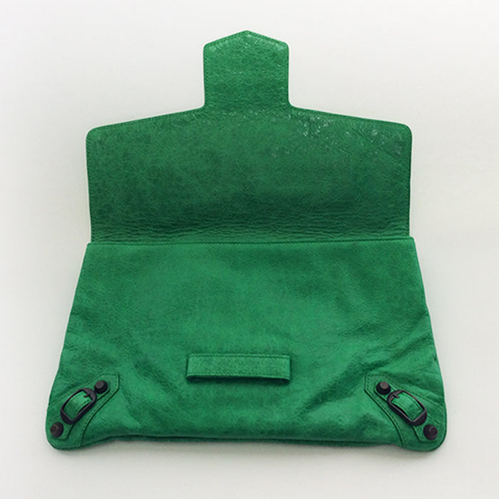 Balenciaga Agneau Classic Flap Green Clutch Vert Sauge