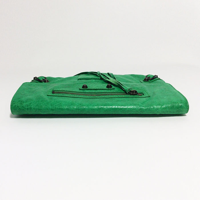 Balenciaga Agneau Classic Flap Green Clutch Vert Sauge
