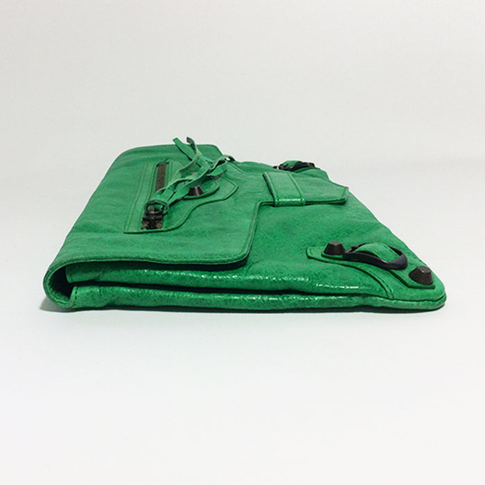 Balenciaga Agneau Classic Flap Green Clutch Vert Sauge