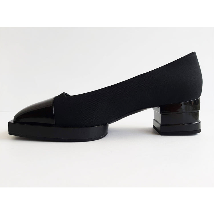 Chanel Black Square-Toe Mid Heel Pump Sz 37 (7)