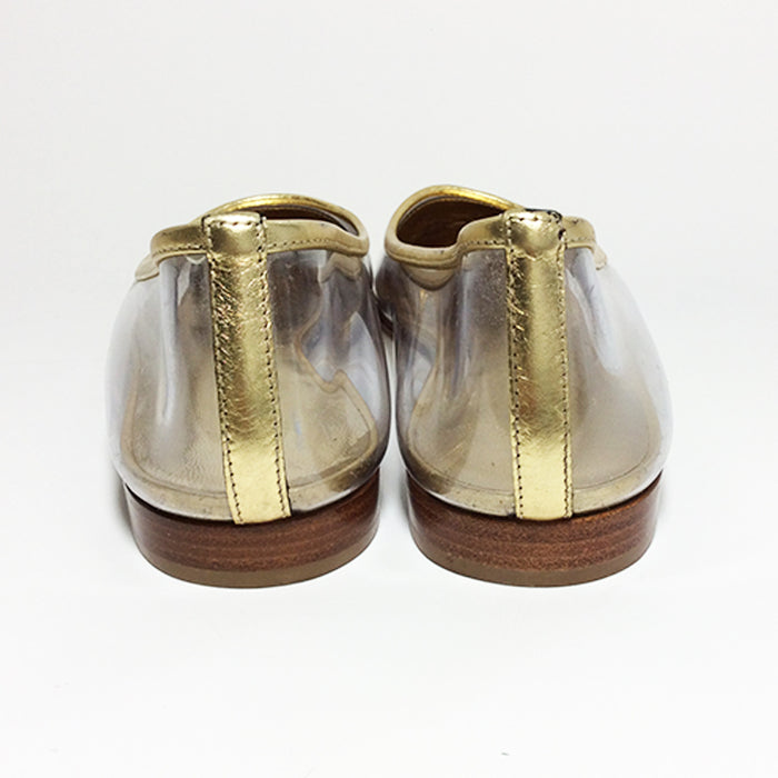 Chanel Vintage Lucite and Gold Ballet Flats Sz 37.5 (7.5)