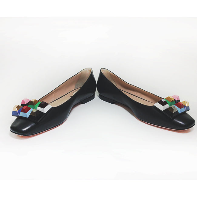 Fendi Black Rainbow Skimmer Flats Sz 36.5 (6.5)
