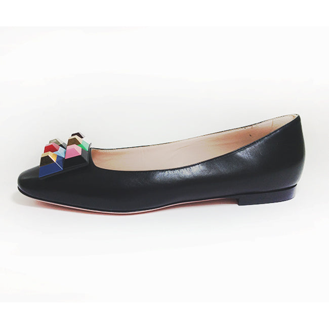 Fendi Black Rainbow Skimmer Flats Sz 36.5 (6.5)