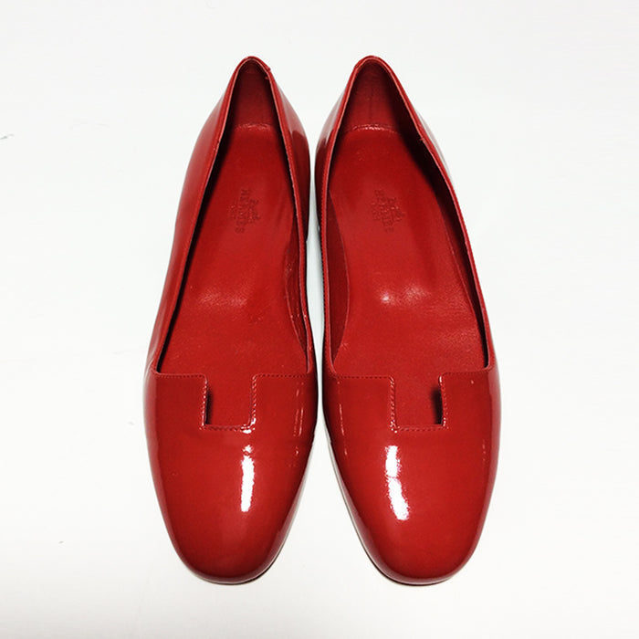 Hermès Red Patent Leather Flats Sz 36.5 (6.5)