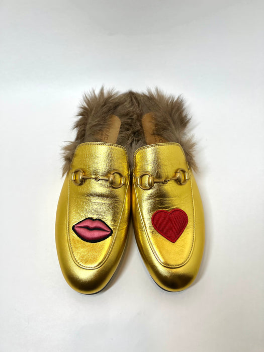 Gucci gold best sale princetown