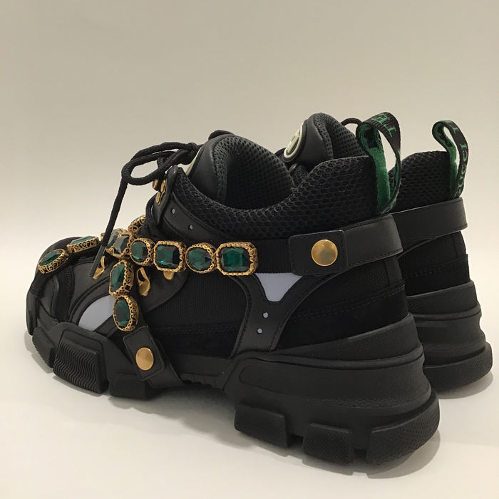 Gucci Black Flashtrek Embellished Sneakers Sz 9