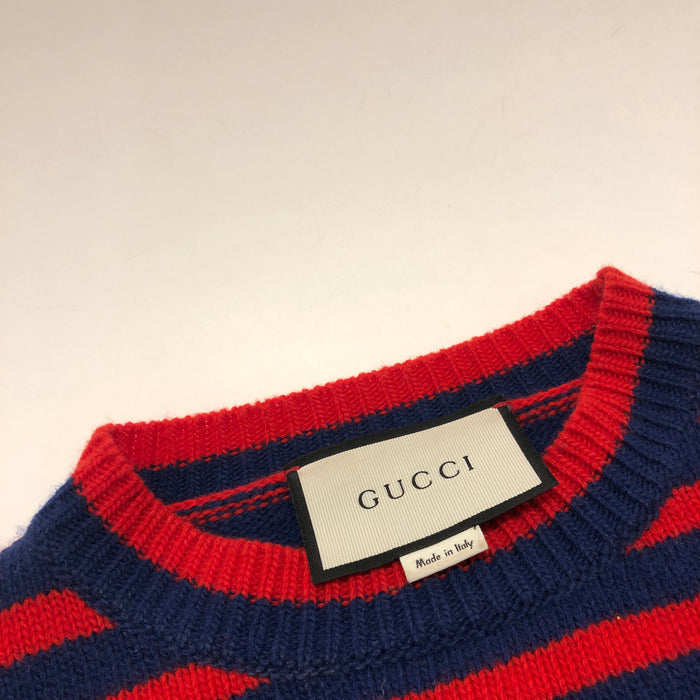 Gucci Knit Striped Tiger Sweater, Sz Extra Small