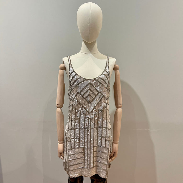 Parker Embellished Ivory Dress, Sz Medium
