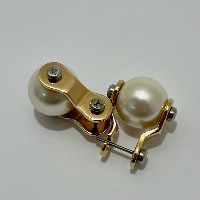 Louis Vuitton Gold-Tone & Silver-Tone Pearl Earrings