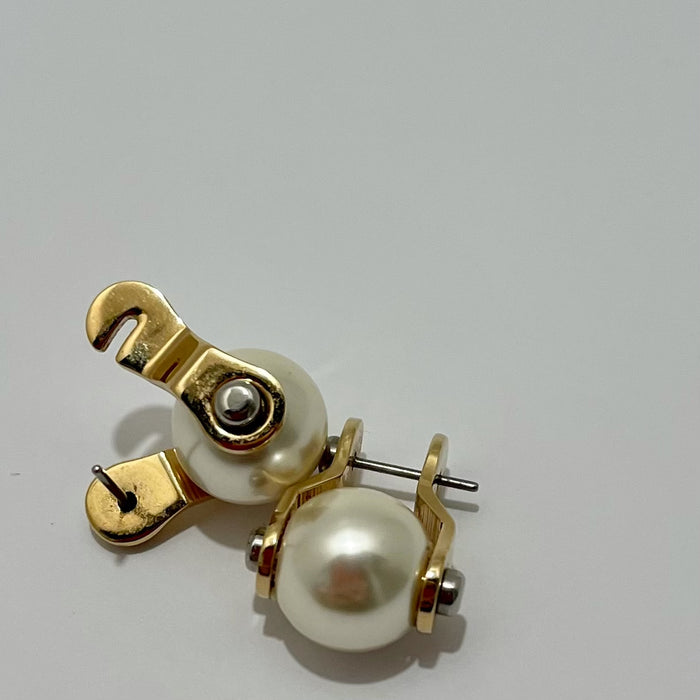 Louis Vuitton Gold-Tone & Silver-Tone Pearl Earrings