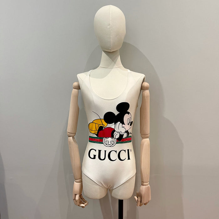 Gucci White Disney Swimsuit, Sz Extra Small