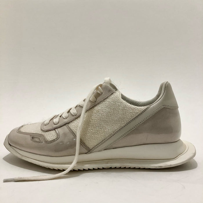 Rick Owens White Textured Sneakers, Sz 39, US 9