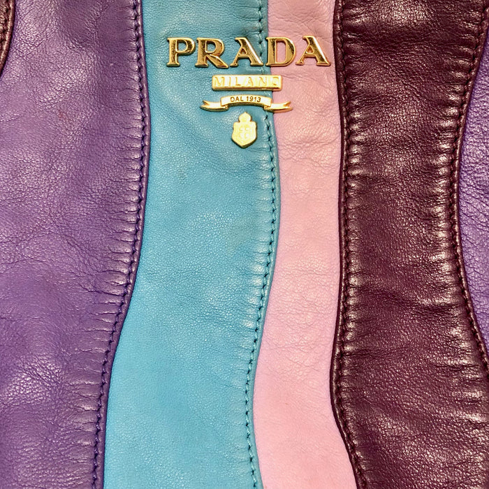 Prada Multiple Purple & Blue Paneled Leather Clutch