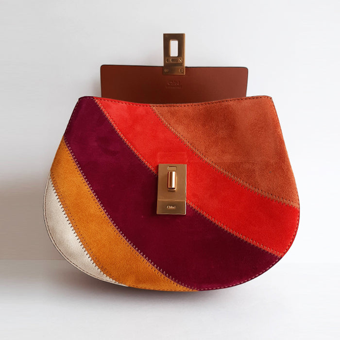 Chloé Drew Multicolored Patchwork Suede Cross-body Bag