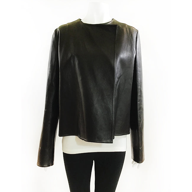 The Row Lino Black Leather Jacket Sz M