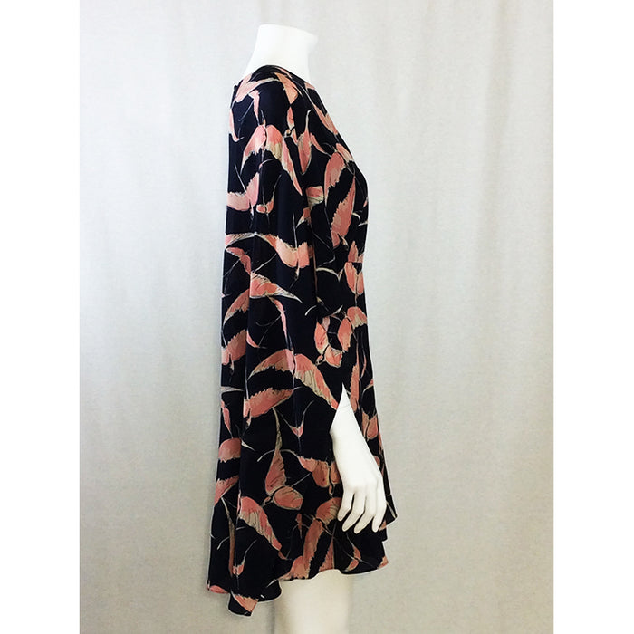 Valentino Navy and Pink Birds Dress with Cape Effect Sz 4