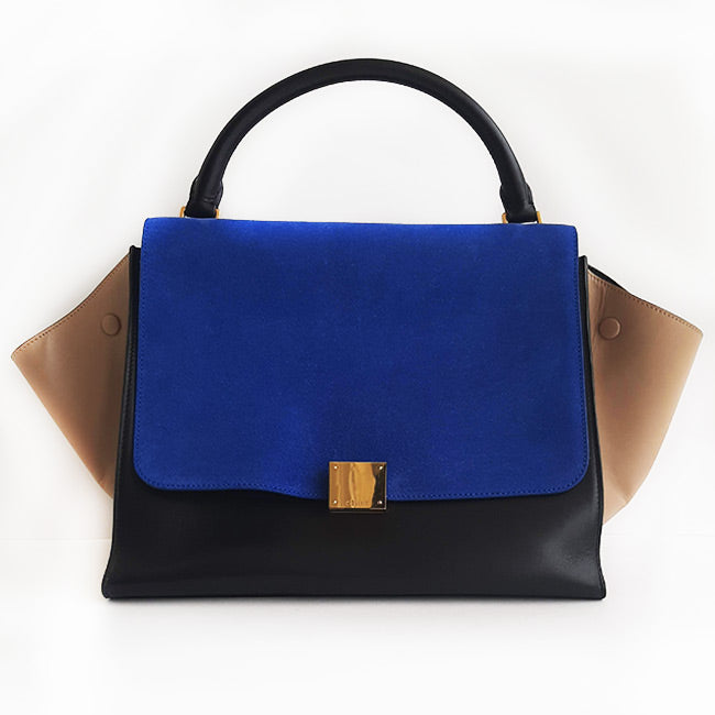 Céline Electric Blue Tricolor Trapeze Handbag