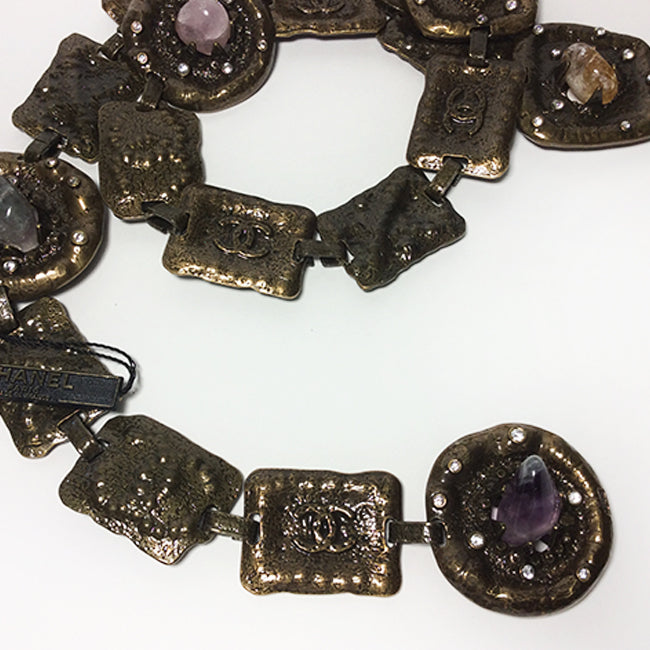 Chanel Bronze Semi-Precious Stones Chain Belt Sz All