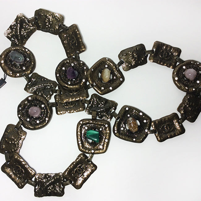 Chanel Bronze Semi-Precious Stones Chain Belt Sz All