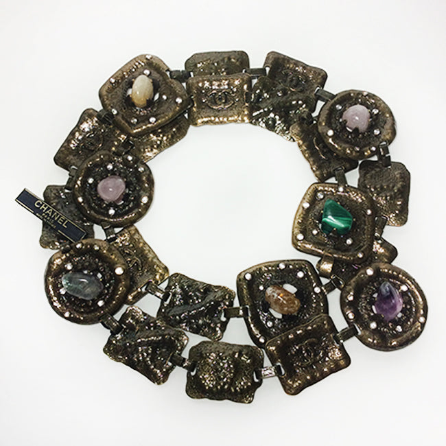 Chanel Bronze Semi-Precious Stones Chain Belt Sz All