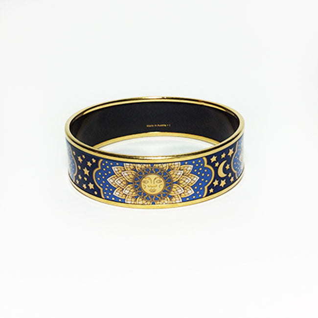 Hermès Wide Sun, Moon, & Stars Enamel Bangle Sz 65