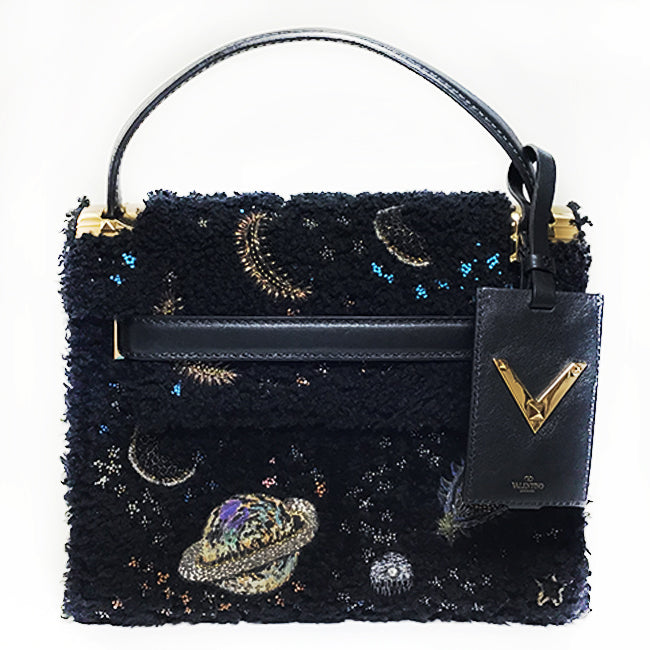 Valentino Garavani "My RockStud" Fur & Embellished Handbag