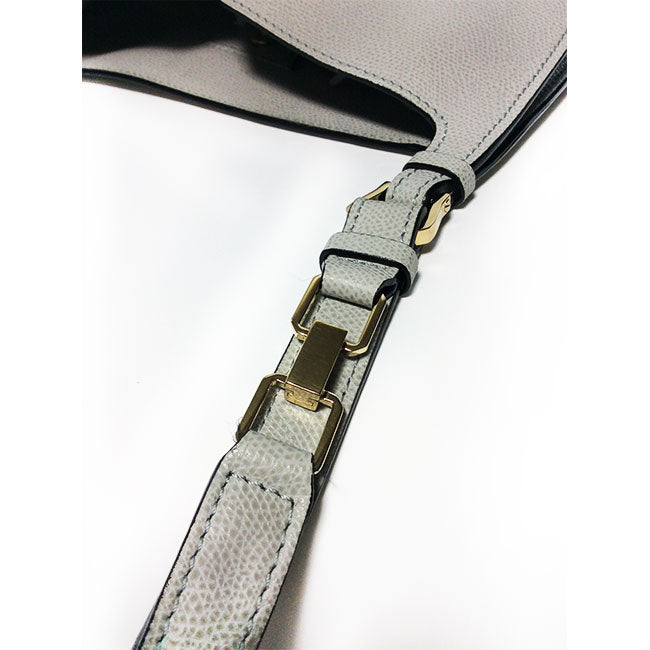 Valextra Grey Textured Leather Hobo Weekend Bag