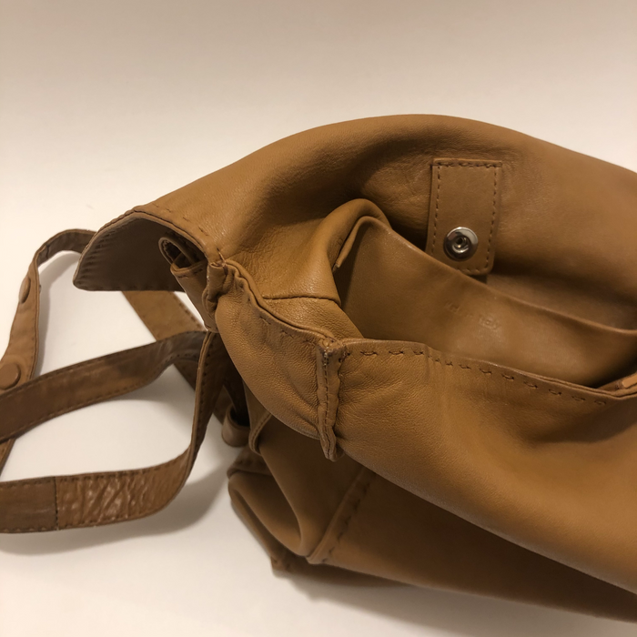 Celine Camel Lamb Leather Snap Backpack