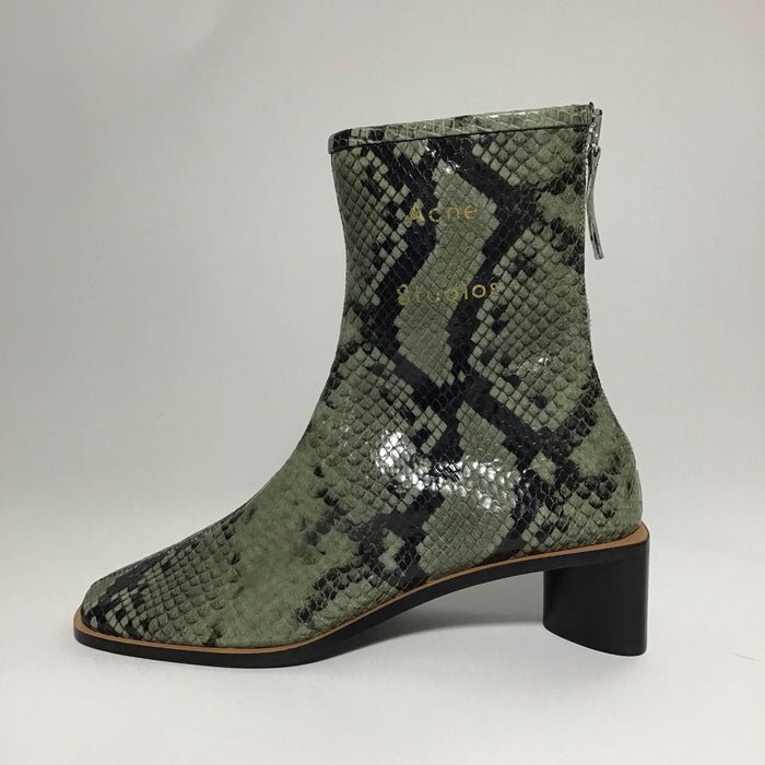 Acne Studios Bertine Green Snake Print Ankle Boot Sz 37 (7)